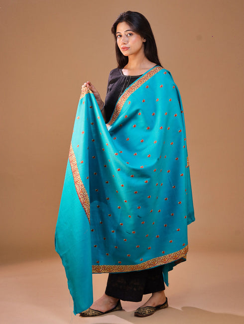 Women's Pure Wool Faux Pashmina Hand Embroidery Shawl